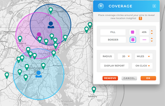 Visualize coverage areas