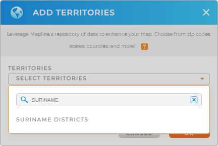 Add Suriname districts to your map in Mapline