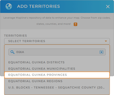 Add Equatorial Guinea provinces to your business map