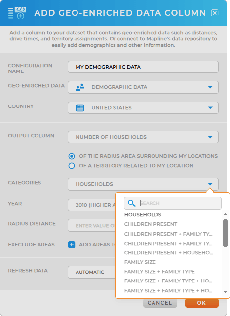 Add number of households to your data in Mapline