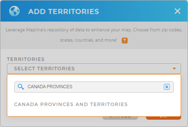 Add Canada provinces to your map in Mapline