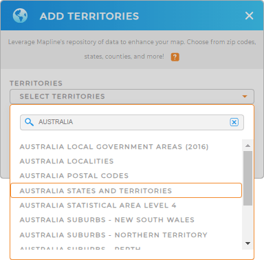 Add Australia States and Territories to your map in Mapline