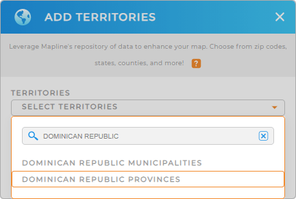 Add Dominican Republic provinces to your map in Mapline