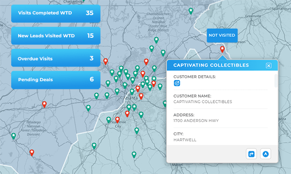 Real-time sales maps: keep a high-level overview of your team's performance