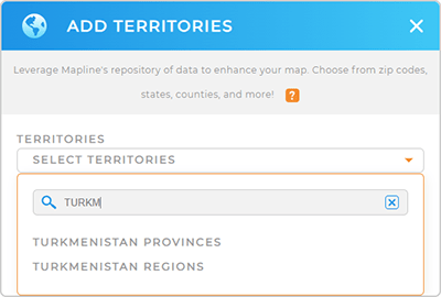 Add Turkmenistan provinces to your map in Mapline