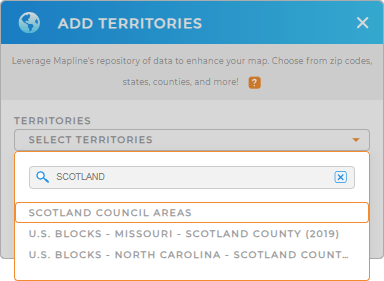 Add Scotland Council Areas to your map in Mapline