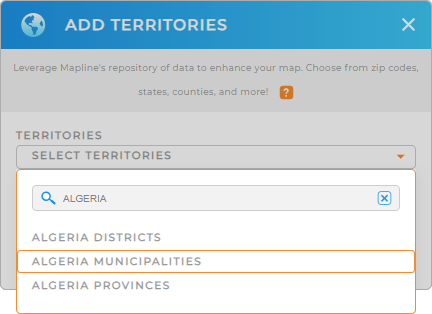 Add Algeria Municipalities to your map in Mapline