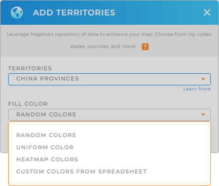 Color-code your China provinces territory map in seconds