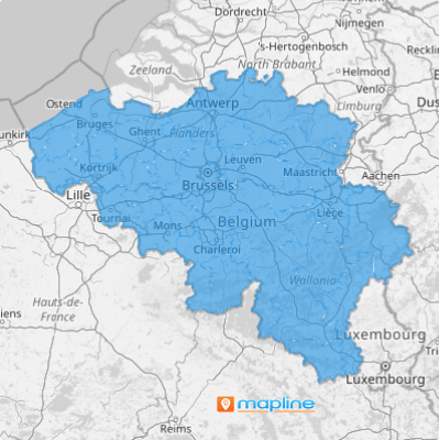 Map of Belgium arrondissements