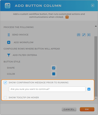 Customize button column settings