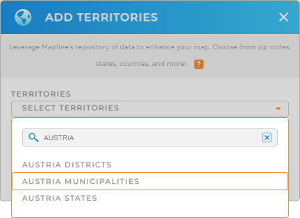 Add Austria Municipalities to your map in Mapline