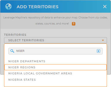 Add Niger regions to your map in Mapline