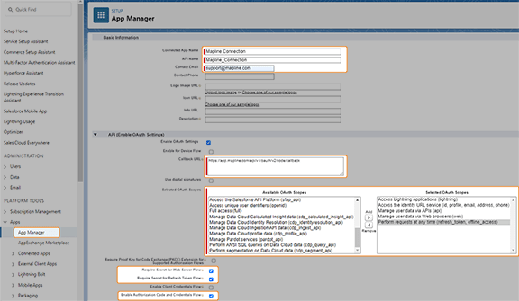 Create a connected app in Salesforce