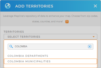Add Colombia municipalities to your map in Mapline