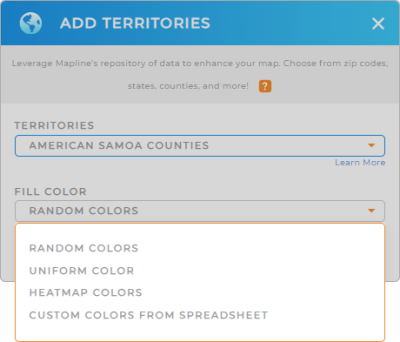 Color-code your American Samoa Counties territory map in seconds