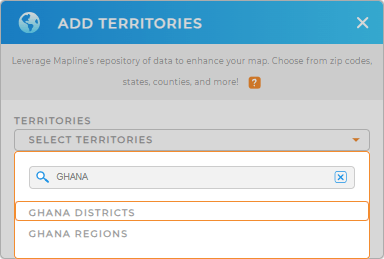 Add Ghana districts to your map in Mapline