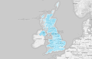 Map of U.K. Postcode Areas