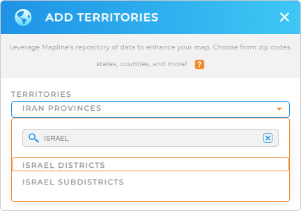 Add Israel districts to your map in Mapline