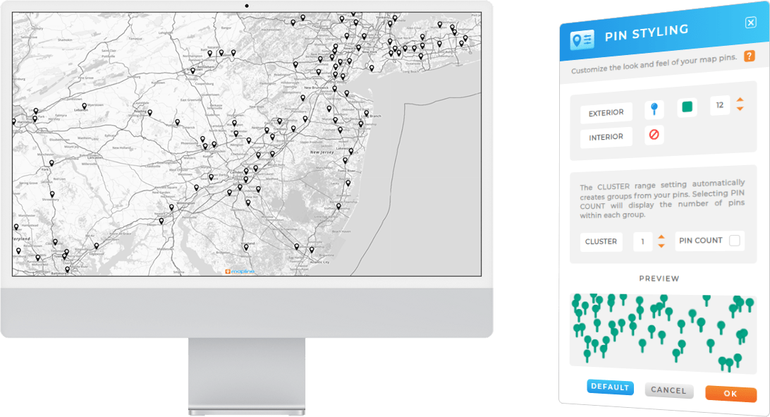 Advanced map pin styling with Mapline