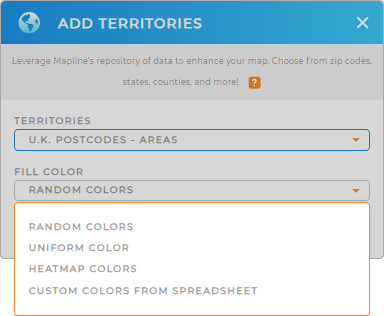 Color Styles for U.K. Postcode Areas