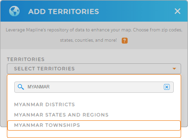 Add Myanmar townships to your map in Mapline