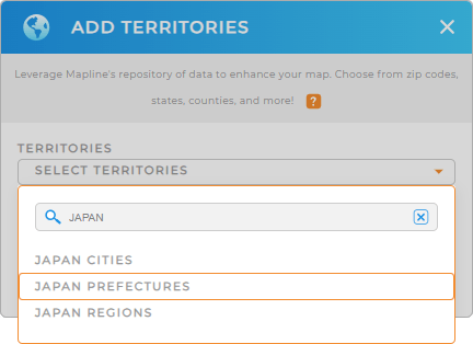 Add Japan prefectures to your map in Mapline