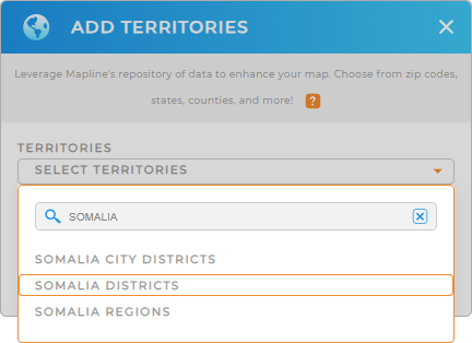 Add Somalia districts to your map in Mapline