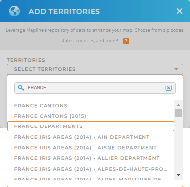 Add France departments to your map in Mapline