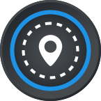 Blue Geo Analytics icon: chart with an arrow pointing upward