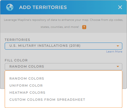 Color-code your U.S. Military Installations territory map in seconds