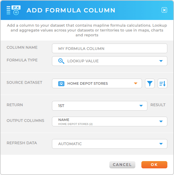 Mapline formula columns