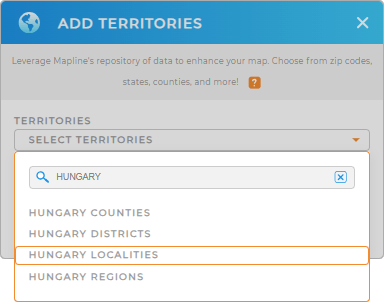 Add Hungary Localities to your map in Mapline