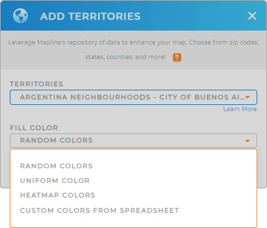 Color-code your Buenos Aires City Neighborhoods territory map in seconds