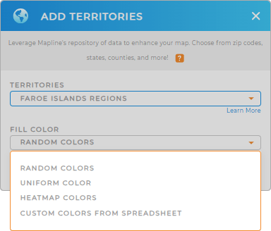 Color-code your Faroe Islands regions territory map in seconds