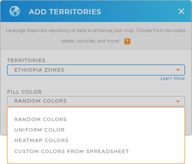 Color-code your Ethiopia zones territory map in seconds