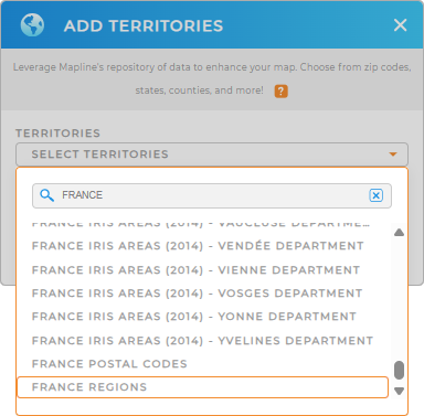 Add France regions to your map in Mapline