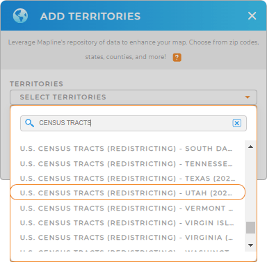 Add U.S. Census Tracts to your map in Mapline