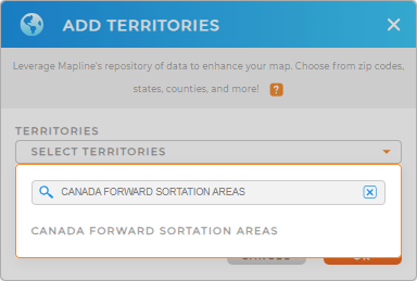 Add Canada forward sortation areas to your map in Mapline