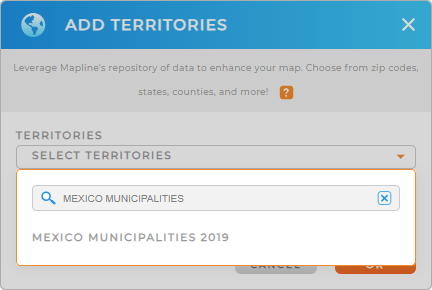 Add Mexico municipalities to your map in Mapline
