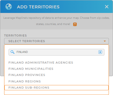 Add Finland subregions to your map in Mapline