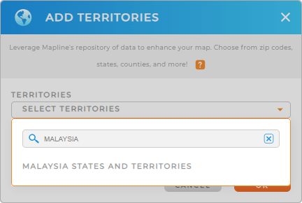 Add Malaysia states and territories to your map in Mapline