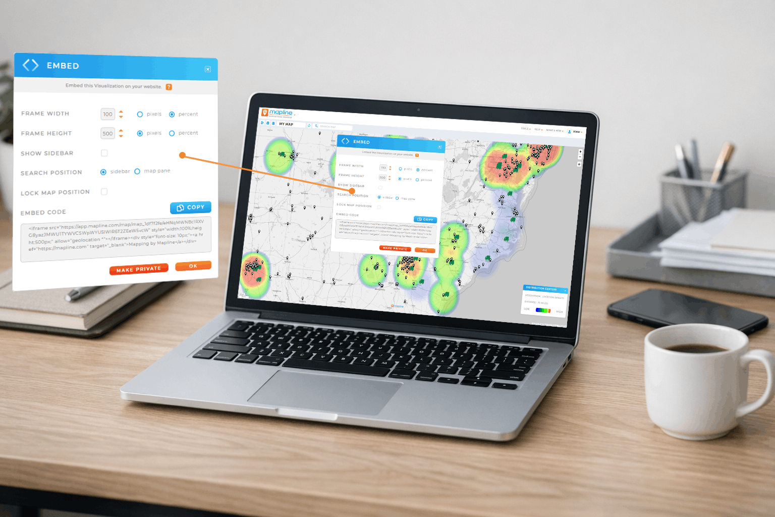 Share maps in seconds in Mapline