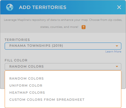 Color-code your Panama townships territory map in seconds