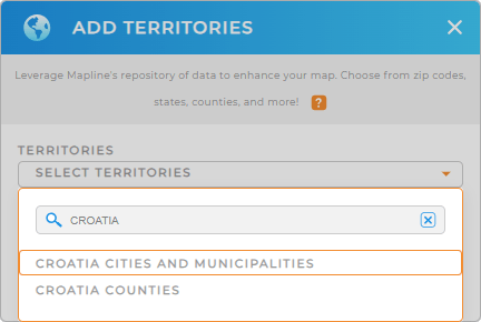 Add Croatia cities and municipalities to your map in Mapline