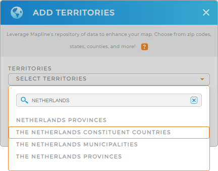 Add The Netherlands constituent countries to your map in Mapline