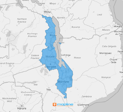 Map of Malawi Regions