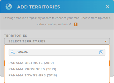 Add Panama districts to your map in Mapline