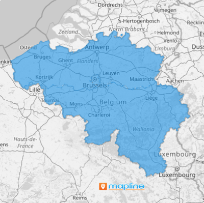 Map of Belgium regions