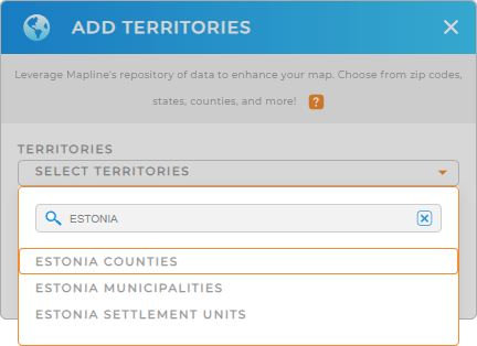 Add Estonia Counties to your map in Mapline