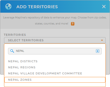 Add Nepal Zones to your map in Mapline